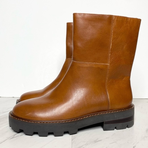 Vince Camuto Telvanni Brown Leather Lug Sole Boot 6 1/2 M - Picture 1 of 15